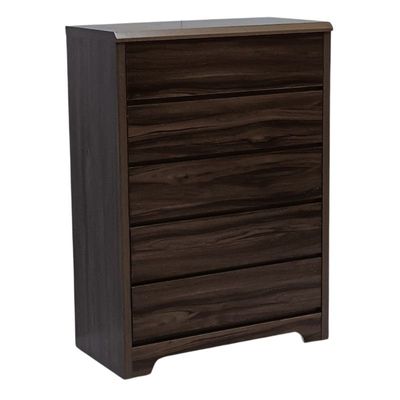 Modern Wooden Chest of Drawer with 5 Drawers Storage Shelf Cabinet for Living Room, Bedroom, Home Office, Entryway Brown