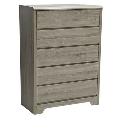 Modern Wooden Chest of Drawer with 5 Drawers Storage Shelf Cabinet for Living Room, Bedroom, Home Office, Entryway Beige