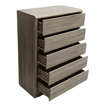 Modern Wooden Chest of Drawer with 5 Drawers Storage Shelf Cabinet for Living Room, Bedroom, Home Office, Entryway Beige