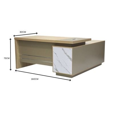 Mancheer Workstation Office Table – 160 cm Beech White