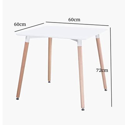 Maple Home Dining Table Modern Leisure Coffee Table Wooden Legs Stable Scratch Resistant MDF White Table Top Kitchen Living Office Furniture 60*60*72cm