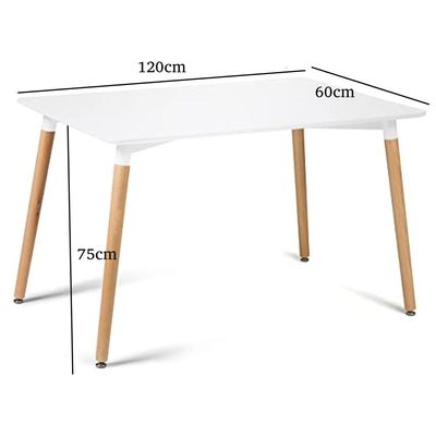 Maple Home Dining Table Modern Leisure Coffee Table Wooden Legs Stable Scratch Resistant MDF White Table Top Kitchen Living Office 120*60cm