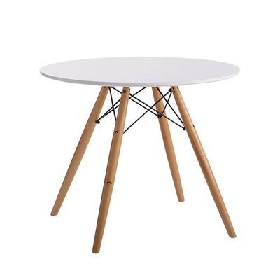 Maple Home Dining Table Modern Leisure Coffee Table Wooden Legs Stable Scratch Resistant MDF White Table Top Kitchen Living Office 80*75cm