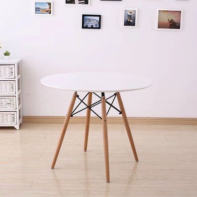 Maple Home Dining Table Modern Leisure Coffee Table Wooden Legs Stable Scratch Resistant MDF White Table Top Kitchen Living Office 80*75cm