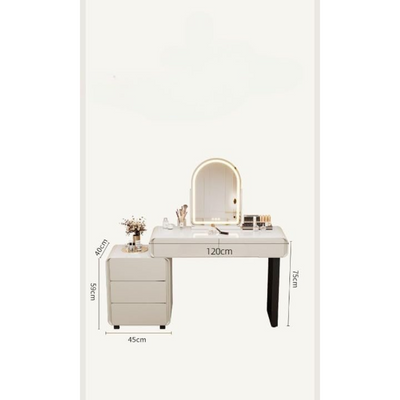 Elegant Vanity Table, Dressing Table with Mirror and Chair - White