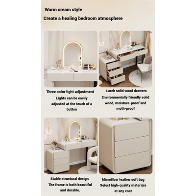 Elegant Vanity Table, Dressing Table with Mirror and Chair - White