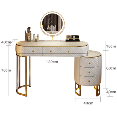 Dressing Table with Mirror and Stool - Gray