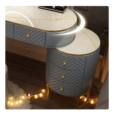 Dressing Table with Mirror and Stool - Gray Dressing Table with Mirror and Stool - Gray