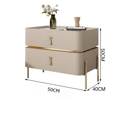 Bedside Table Solid Wood with Iron Metal Legs Nightstand Table Side Table for Bedroom - White