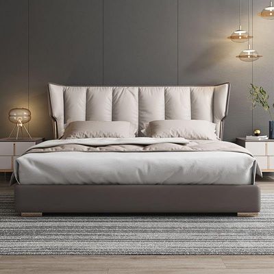 Upholstered Bed with Padded Wingback Headboard - King Size 180 * 200