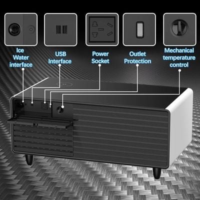 Modern Smart Coffee Table with Built-in Fridge, Wireless Charging Multi-Functional Fridge Center Table