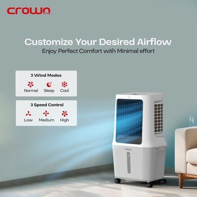 Crownline AC-400 Evaporative Air Cooler 1800m3/h - Ultra-Efficient 30L with Anion Purifier & Multi-Directional Swing with Remote Control