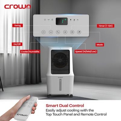 Crownline AC-400 Evaporative Air Cooler 1800m3/h - Ultra-Efficient 30L with Anion Purifier & Multi-Directional Swing with Remote Control