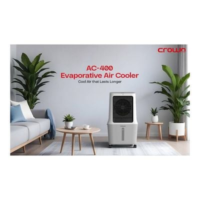 Crownline AC-400 Evaporative Air Cooler 1800m3/h - Ultra-Efficient 30L with Anion Purifier & Multi-Directional Swing with Remote Control