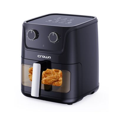 Crownline AF-396 Air Fryer w/ Visible Cooking Window, Rapid Hot Air Circulation for Frying, Grilling, Broiling, Roasting, Baking & more, 5.5L/2.4kg Capacity, 80-200℃ Temp Range, 1500W, 30-Min Timer.