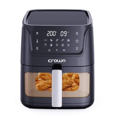 Crownline AF-397 Air Fryer w/Visible Cooking Window, Rapid Hot Air Circulation for Frying, Grilling, Broiling, Roasting, Baking & more, 5.5L/2.4kg Capacity, 80-200℃ Temp Range, 1500W, 90-Min Timer.