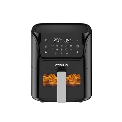 Crownline AF-397 Air Fryer w/Visible Cooking Window, Rapid Hot Air Circulation for Frying, Grilling, Broiling, Roasting, Baking & more, 5.5L/2.4kg Capacity, 80-200℃ Temp Range, 1500W, 90-Min Timer.