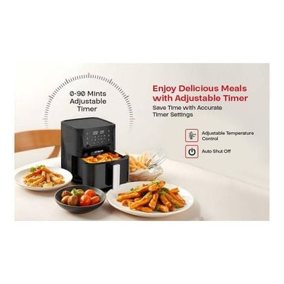 Crownline AF-397 Air Fryer w/Visible Cooking Window, Rapid Hot Air Circulation for Frying, Grilling, Broiling, Roasting, Baking & more, 5.5L/2.4kg Capacity, 80-200℃ Temp Range, 1500W, 90-Min Timer.