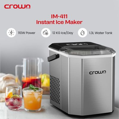 Crownline IM-411 Portable Ice Maker, 12kg/24Hrs, 9-Bullet Ice/6 mins. with Carry Handle