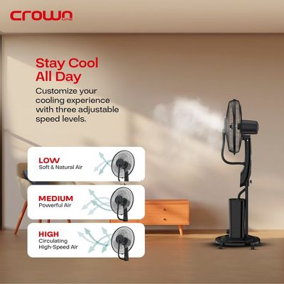 Crownline MF-399 16-Inch Misting Fan: Stay Cool with 3.3L Water Tank, 200ml/h Mist Capacity, and Remote Control