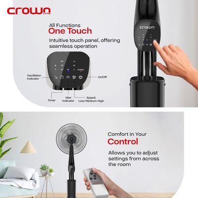 Crownline MF-399 16-Inch Misting Fan: Stay Cool with 3.3L Water Tank, 200ml/h Mist Capacity, and Remote Control
