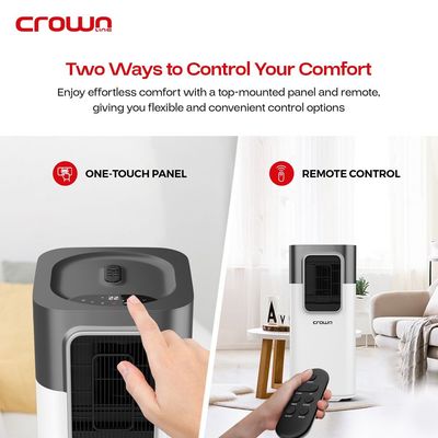 Crownline PAC-405 12000 BTU/1.0 Ton  Portable Air Conditioner, 4-in-1 Auto/Cooling/Fan/Dehumidify, 3500W Rotary Compressor, 3 Fan Speeds, 24-Hour Timer, 18-32°C Working Temp., 410m³/h Air Volume, 220-240V/50Hz, 1350W Power, 142x1500mm Exhaust Pipe.