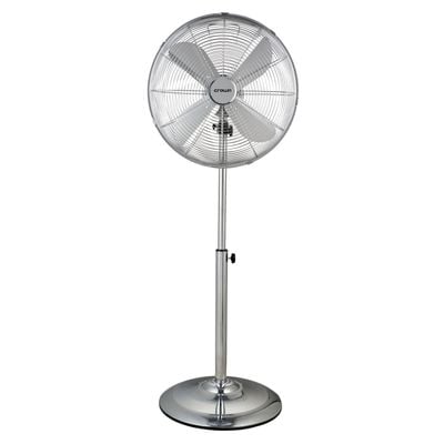 Crownline SF-402 16" Stainless Steel Fan with 4 Blades, 3 Speed Control, Adjustable Oscillation, Stable Round Base, and Soft Touch Tilting Angle – 50W Power, 220-240V, 50Hz