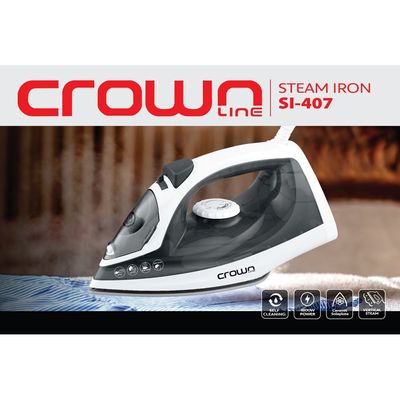 Crownline SI-407 | 1800W Steam Dry & Steam Iron with Ceramic Soleplate and Advanced Steam Functions