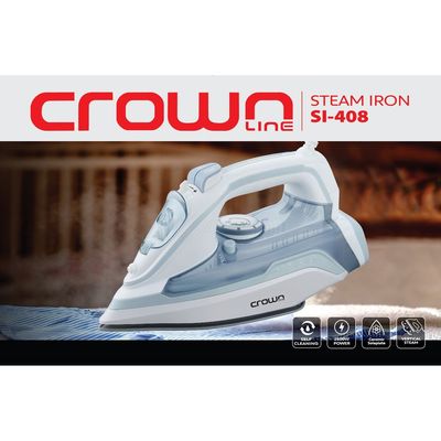 Crownline SI-408 | 2600W Steam Dry & Steam Iron with Ceramic Soleplate and Advanced Steam Functions