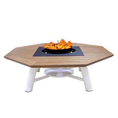 Octagon Natural Teak / Off White Fire Pit Table