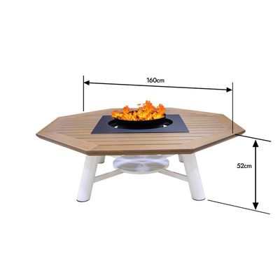 Octagon Natural Teak / Off White Fire Pit Table