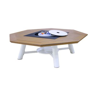 Octagon Natural Teak / Off White Fire Pit Table