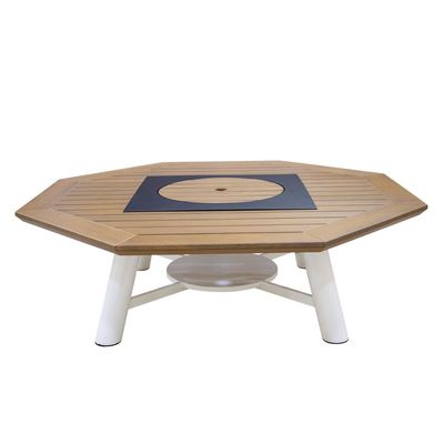 Octagon Natural Teak / Off White Fire Pit Table