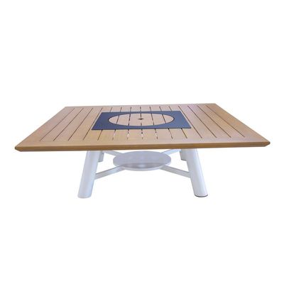 Square Natural Teak /Off White Fire Pit Table