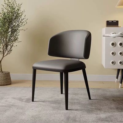 Maple Home Leather Dining chair Armless Low Backrest Stable Cushion Seat Black Metal Legs Kitchen Living Restaurant Lounge Furniture