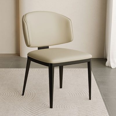 Maple Home Leather Dining chair Armless Low Backrest Stable Cushion Seat Black Metal Legs Kitchen Living Restaurant Lounge Furniture Maple Home Leather Dining chair Armless Low Backrest Stable Cushion Seat Black Metal Legs Kitchen Living Restaurant Lounge Furniture