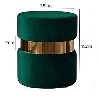 Maple Home Round Ottoman Velvet Reflective Gold Band Footrest Mushroom Stool Soft Padded Seat Vanity Chairs Make-up Living Bedroom Furniture