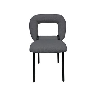 Maple Home Dining Chair Soft Fabric Rounded armrests Curved Backrest Black Metal Legs Comfortable Wide Seat Lounge Living Office Furniture