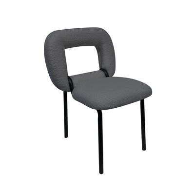 Maple Home Dining Chair Soft Fabric Rounded armrests Curved Backrest Black Metal Legs Comfortable Wide Seat Lounge Living Office Furniture