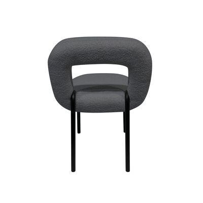 Maple Home Dining Chair Soft Fabric Rounded armrests Curved Backrest Black Metal Legs Comfortable Wide Seat Lounge Living Office Furniture