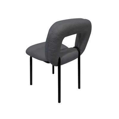 Maple Home Dining Chair Soft Fabric Rounded armrests Curved Backrest Black Metal Legs Comfortable Wide Seat Lounge Living Office Furniture