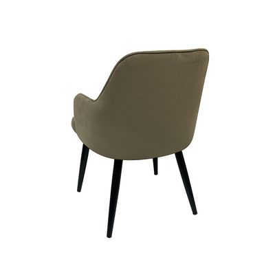 Maple Home Dining Chair Soft Fabric Rounded armrests Curved Backrest Black Metal Legs Comfortable Wide Seat Lounge Living Office Furniture