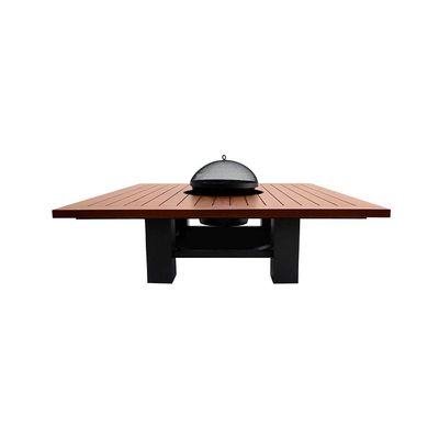 Square Fire Pit Table Color Dark Mahogany & Black