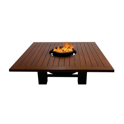 Square Fire Pit Table Color Dark Mahogany & Black