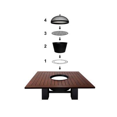 Square Fire Pit Table Color Dark Mahogany & Black