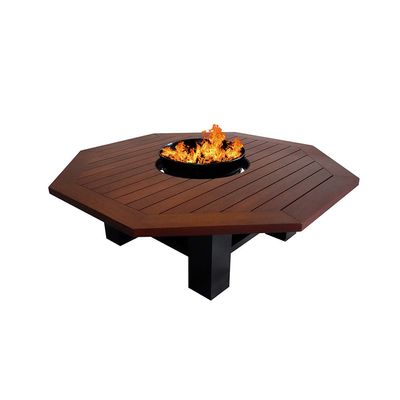 Octagon Fire Pit Table Color Dark Mahogany & Black