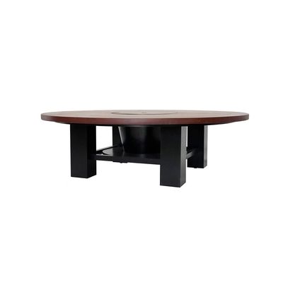 Round Fire Pit Table Color Dark Mahogany & Black