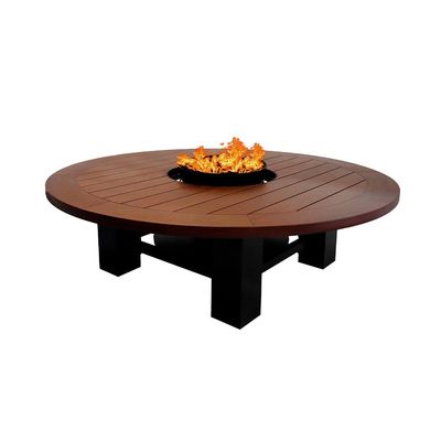 Round Fire Pit Table Color Dark Mahogany & Black