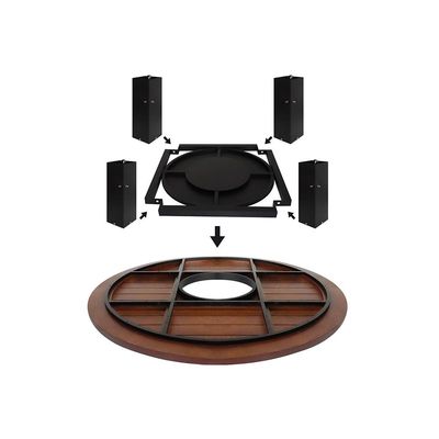 Round Fire Pit Table Color Dark Mahogany & Black