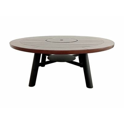 Small Round Fire Pit Table Color Dark Mahogany & Black